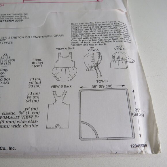 Kwik Sew 2329 Clothing Pattern Swimsuit S-XL Sun Hat S-L Towel UNCUT unopened - Picture 4 of 6